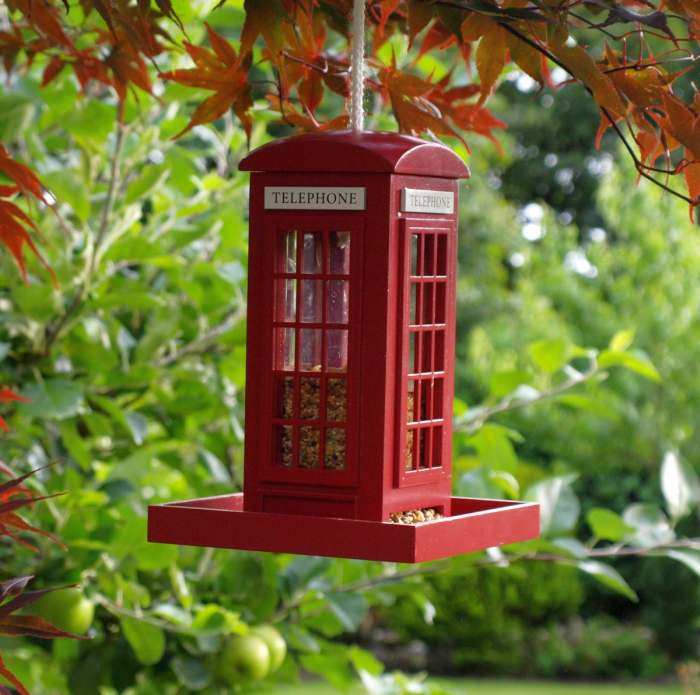 British Inspired Telephone Booth Bird Feeder